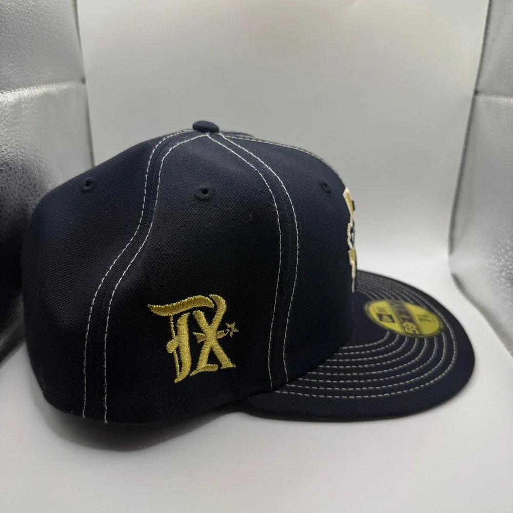 New Era 59FIFTY Texas Baseball‎ Fitted Hat Navy Gold White Stitch 7 5/8 Cap